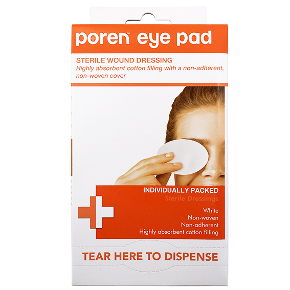 Poren Eye Pad Wound Dressing Nonwoven Latex Free Sterile 50/Box - White x45