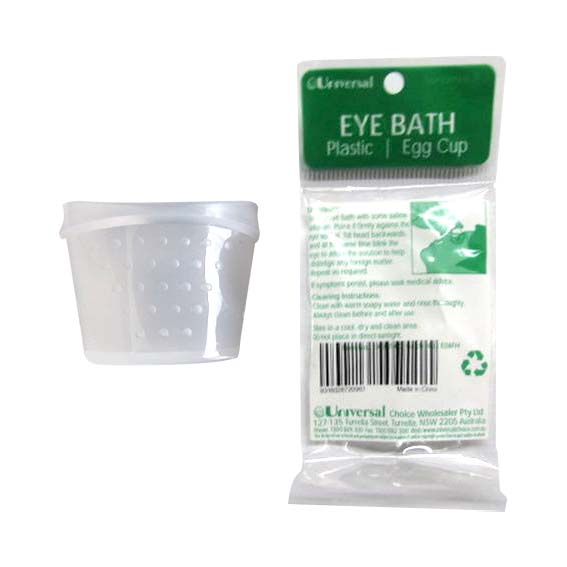 Universal Eye Bath Recyclable Plastic Eggcup Type Single Packed - Clear x405