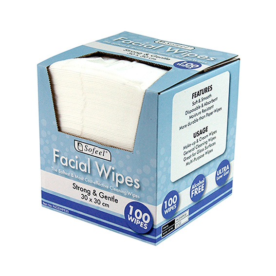 Sofeel Lint Free Facial Wipes 30 x 30cm 100 Wipes/Box - White x35