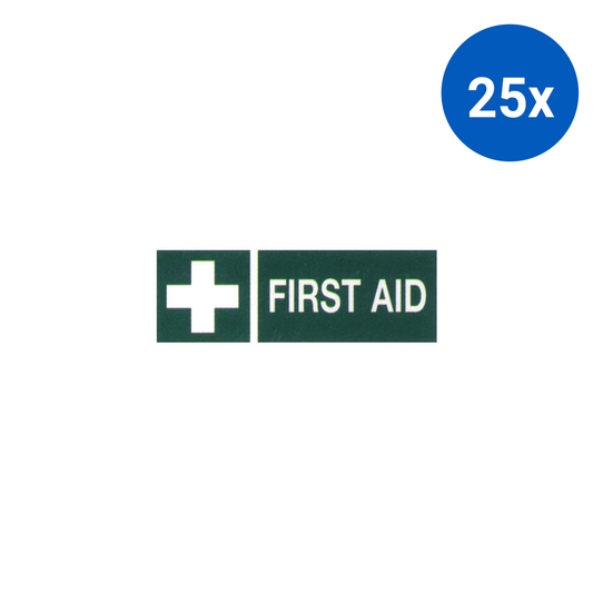 First Aid Label 25 x 125mm One Sheet 10/Packet - Green x25