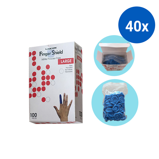 Lincon Nitrile Finger Cots Powder Free Antistatic Large 100/Bag - Blue x40