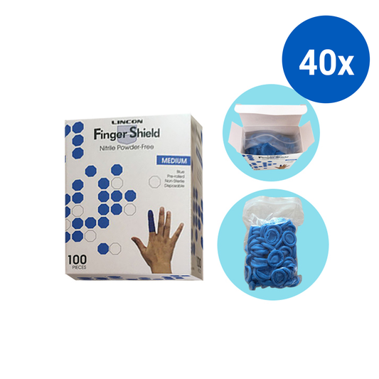 Lincon Nitrile Finger Cots Powder Free Antistatic Medium 100/Bag - Blue x40