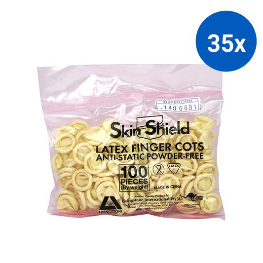 Skin Shield Latex Finger Cots Powder Free Antistatic Small 100/Bag - White x35