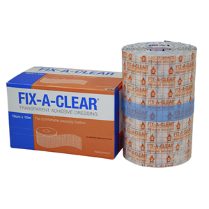 Livingstone Fix-A-Clear Transparent Adhesive Waterproof Tape Dressing 10cm x 10 Metres Low Allergy - White x10