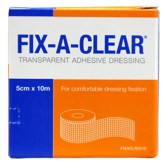 Fix-A-Clear Transparent Adhesive Waterproof Tape Dressing 5cm x 10m - Clear x10