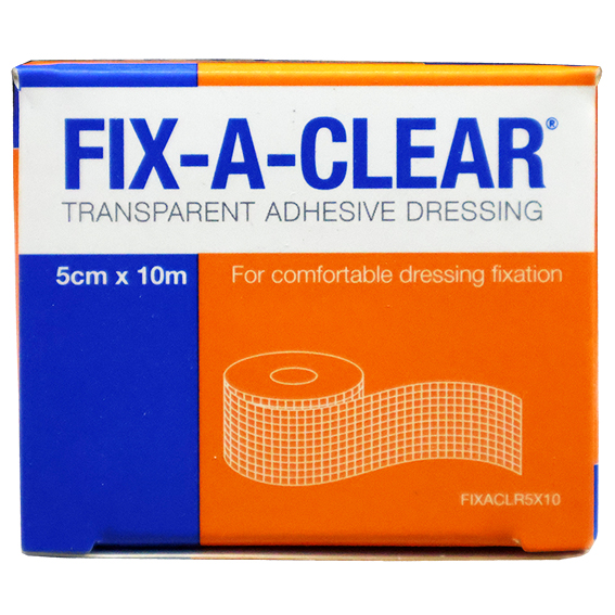 Fix-A-Clear Transparent Adhesive Waterproof Tape Dressing 5cm x 10m - Clear x10