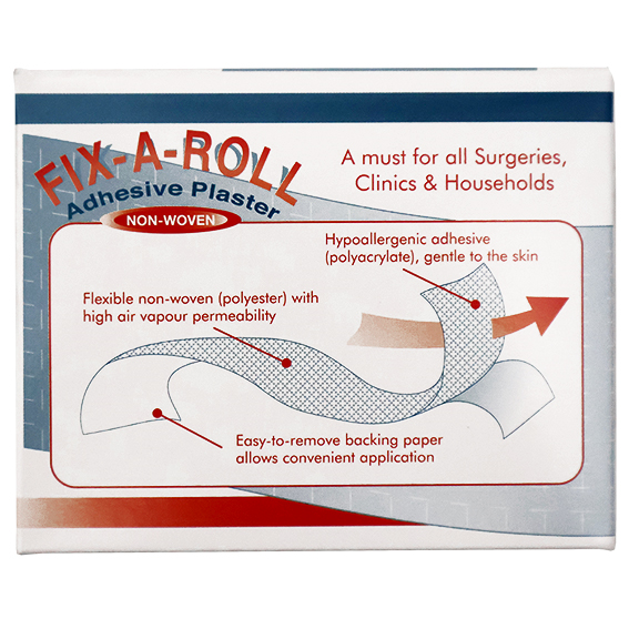 Fix-A-Roll Adhesive Dressing Fixation Retention Tape Plaster 10cm x 10m - White x15