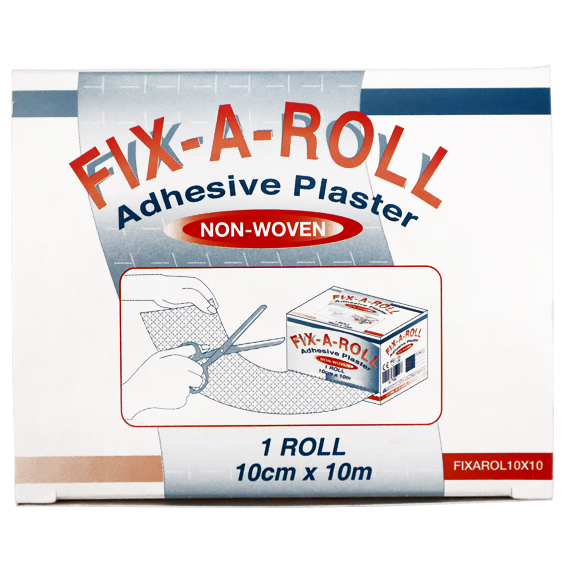 Fix-A-Roll Adhesive Dressing Fixation Retention Tape Plaster 10cm x 10m - White x15