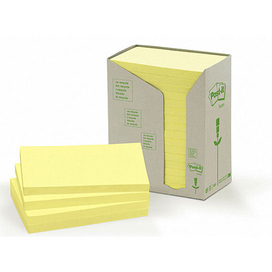 Post‑It Recycled Notes Canary Yellow 76 x 127mm 16‑Pack