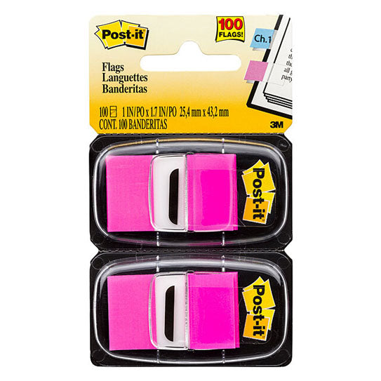 Post‑It Flags Bright Pink 25 x 43mm 2‑Pack Box of 6