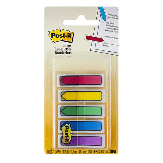 Post‑It Arrow Flags Primary Colours 12 x 45mm 5‑Pack Box of 6