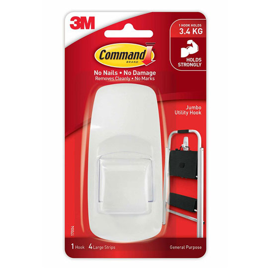 Command 17004 Jumbo Utility Hooks – 4 Pack
