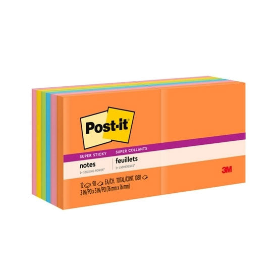 Post‑It Super Sticky Notes Rio De Janeiro 76 x 76mm 12‑Pack