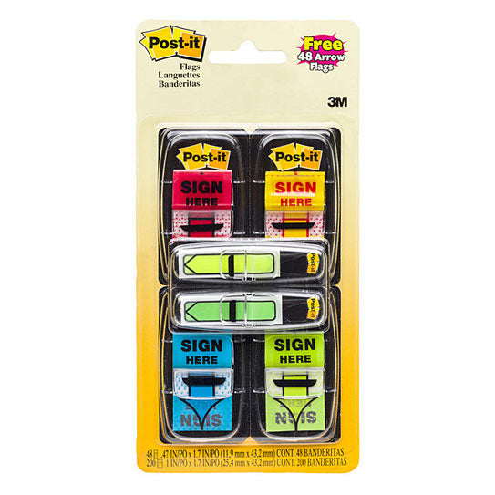 Post‑It Sign Here Flags + Arrow Flags Value Pack Assorted Colours