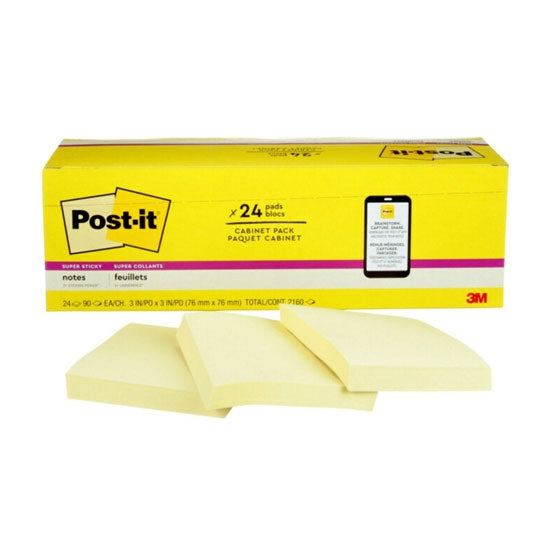 Post‑It Super Sticky Notes Cabinet Pack 76 x 76mm 24‑Pack