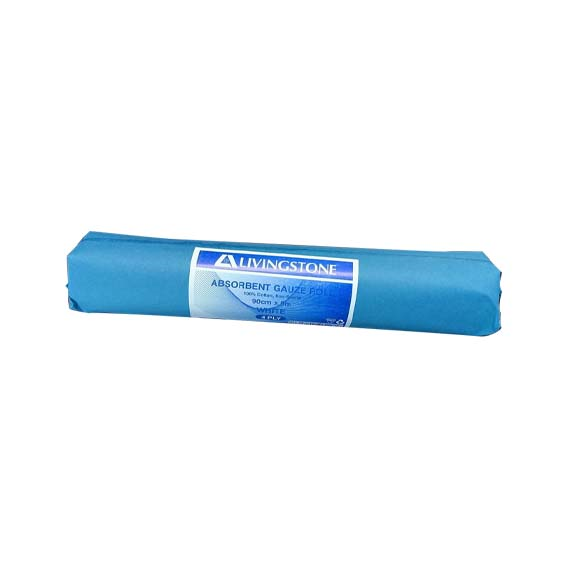 Livingstone Gauze Absorbent Cotton BP Non-sterile 4-Ply 90cm x 5m Roll - Blue x65