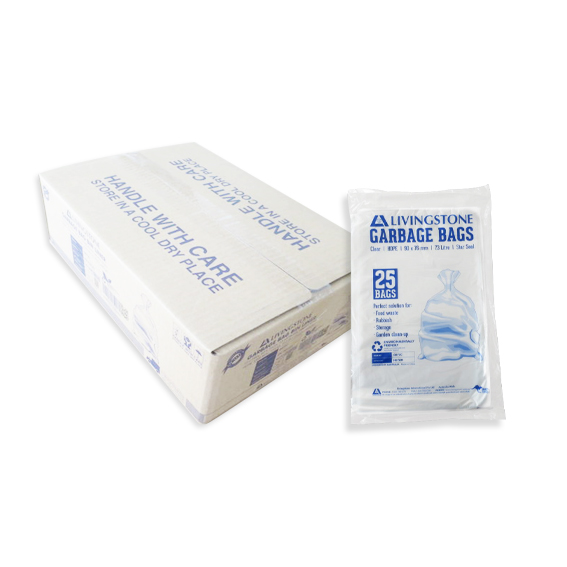 Livingstone Garbage Bag Bin Liner 73L 90 x 76cm 13 Microns 250 Pcs/Carton - Clear x10