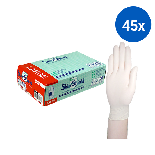 Universal Skin Shield Biodegradable Latex Examination Gloves ASTM Powder Free Large HACCP 100/Box - Cream x45