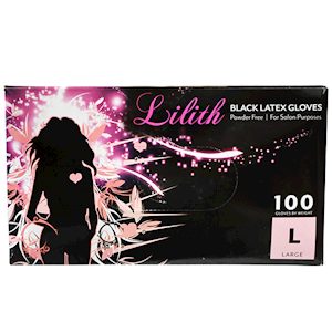 Lilith Salon Latex Gloves Size Large 100 Pcs - Black x50