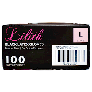Lilith Salon Latex Gloves Size Large 100 Pcs - Black x50