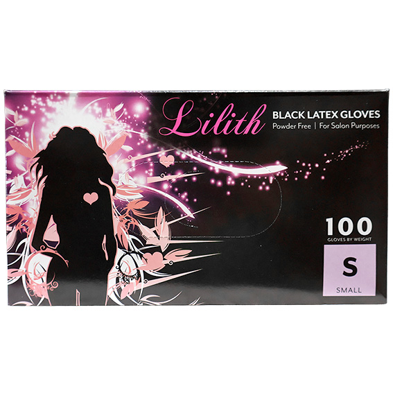 Lilith Salon Latex Gloves Smooth Feel Powder Free Small 100/Box - Black x40