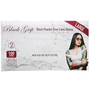 Black Grip Thick Heavy Duty Latex GlovesTextured Polymer Coated Large 100/Box 1000/Cartoon - Black x5