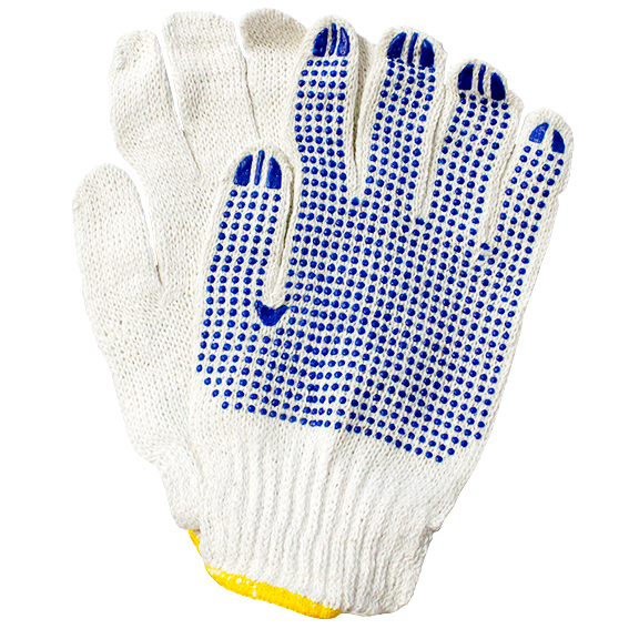 Livingstone Cotton Gloves Seamless Knitted with Dot Palm 12 Pairs/Bag - White/Black Dot Palm x35