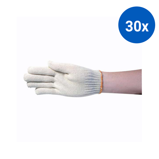 Livingstone Cotton Gloves Seamless Knitted 2mm Thick Large 12 Pairs/Bag - White x30