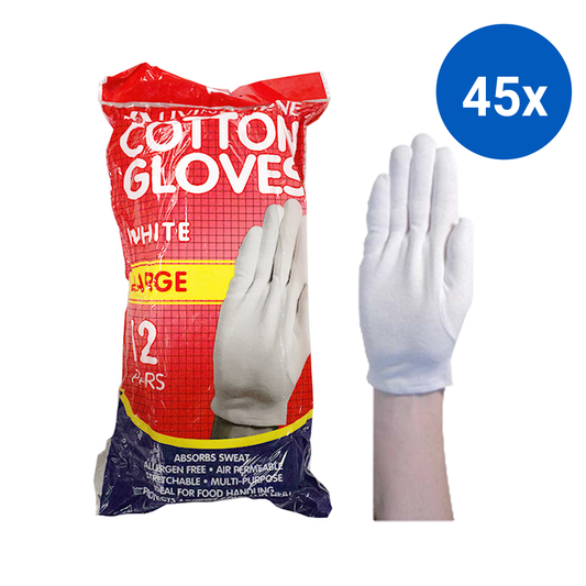Livingstone Cotton Gloves Large 12 Pairs/Bag - White x45
