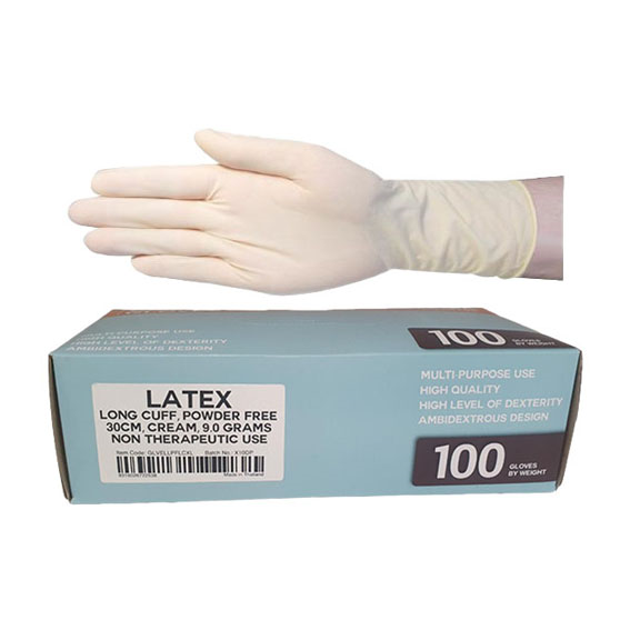 Economy Latex Gloves 30cm Extra Large 100/Box - Cream x35