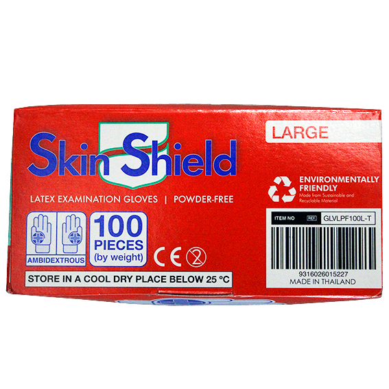 Skin Shield Latex Examination Gloves Powder Free AS/NZ HACCP Large 100/Box - Cream x40