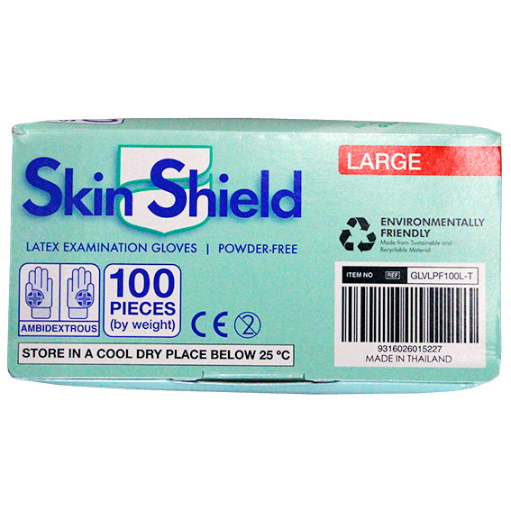 Skin Shield Latex Examination Gloves Powder Free AS/NZ HACCP Large 100/Box - Cream x40