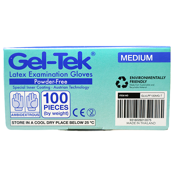 Geltek Latex Examination Gloves Powder Free AS/NZ Non-Sterile Medium 100/Box - Cream x45