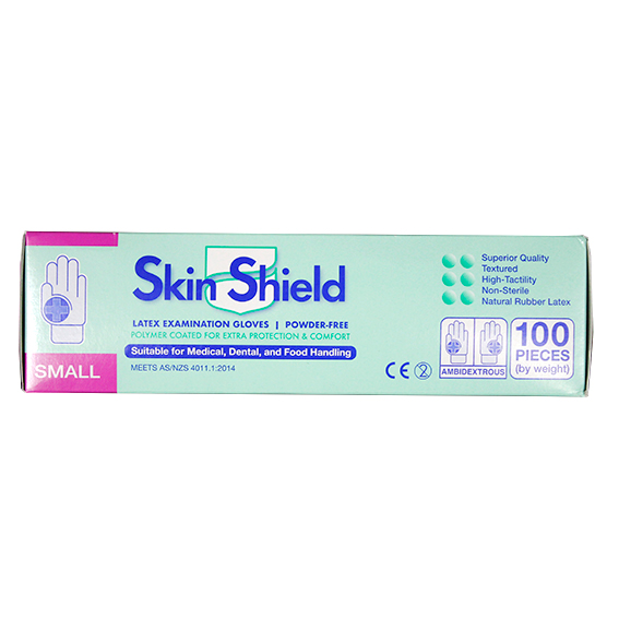 Skin Shield Latex Examination Gloves Powder Free AS/NZ HACCP Small 100/Box - Cream x40