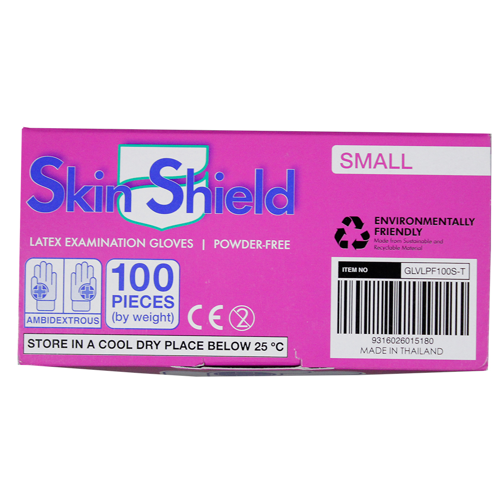 Skin Shield Latex Examination Gloves Powder Free AS/NZ HACCP Small 100/Box - Cream x40