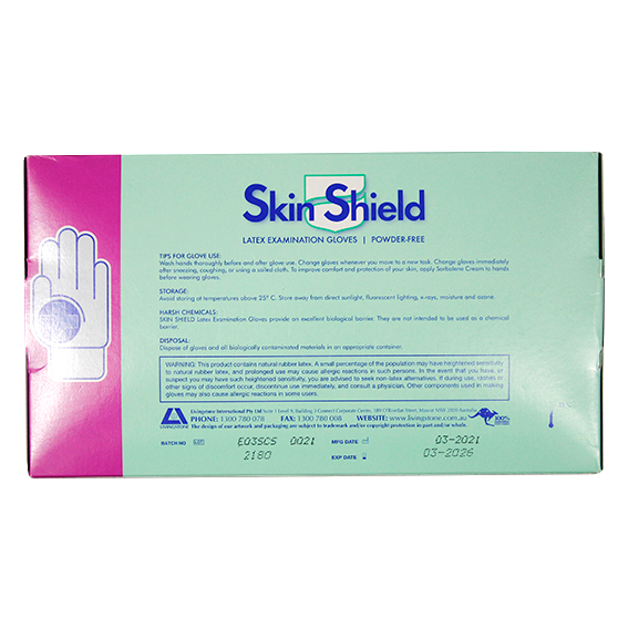 Skin Shield Latex Examination Gloves Powder Free AS/NZ HACCP Small 100/Box - Cream x40