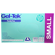 Geltek Latex Examination Gloves Small Size Powder Free Biodegradable Polymer Coated 100/Box 1000/Carton - White x5