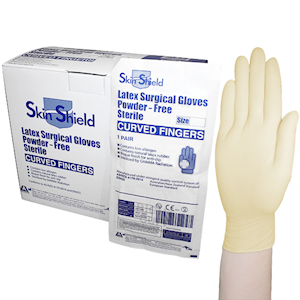 Skin Shield Biodegradable Latex Surgical Gloves Size 6.5 Powder Free 50 Pairs/Box - Cream x10