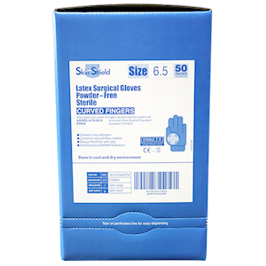 Skin Shield Biodegradable Latex Surgical Gloves Size 6.5 Powder Free 50 Pairs/Box - Cream x10