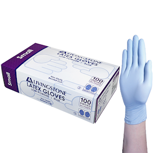 Livingstone Biodegradable Latex Examination Gloves Low Powde Small Size - Blue x50