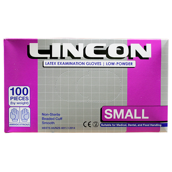 NY 2025 Special Lincon Latex Examination Gloves Small 100 Pcs/Box - Cream x65