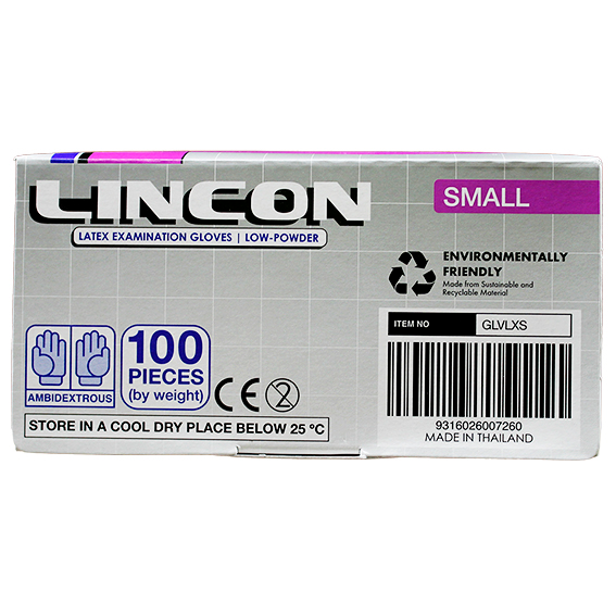 NY 2025 Special Lincon Latex Examination Gloves Small 100 Pcs/Box - Cream x65