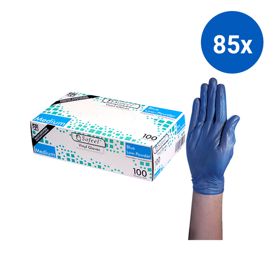 Sofeel Vinyl Gloves Recyclable 4.5g HACCP Low Powder Medium 100/Box - Blue x85