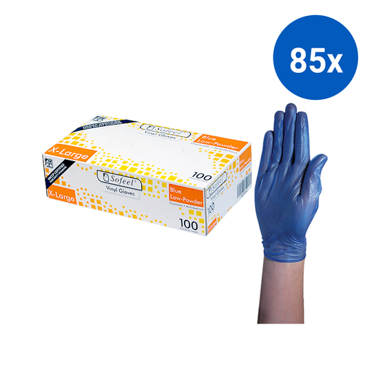 Sofeel Vinyl Gloves Recyclable 5.5g HACCP Low Powder Extra Large 100/Box - Blue x85