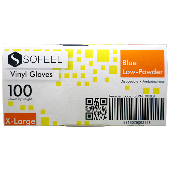 Sofeel Vinyl Gloves Recyclable 5.5g HACCP Low Powder Extra Large 100/Box - Blue x85