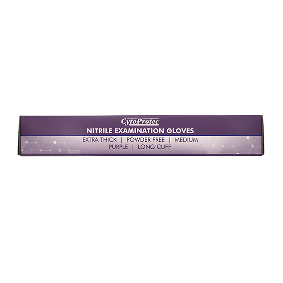 CytoProtec Extra Thick Nitrile Examination Gloves Powder Free Medium Long Cuff 50/Box - Purple x25