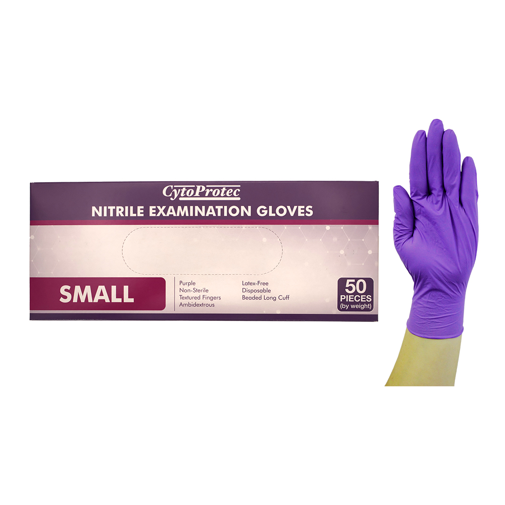 CytoProtec Extra Thick Nitrile Examination Gloves Small 50 Pcs/Box - Purple x25