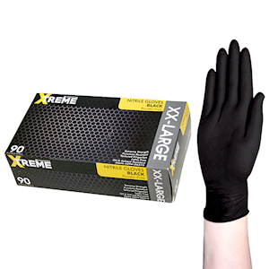 Livingstone Xtreme Thick Heavy Duty Nitrile Gloves Double Extra Large Powder Free 90/Box - Black x45