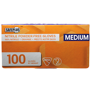 Safeplus Thick Nitrile Gloves Medium Size 245mm Cuff Heavy Duty Powder Free 100/Box 1000/Carton - Orange x5
