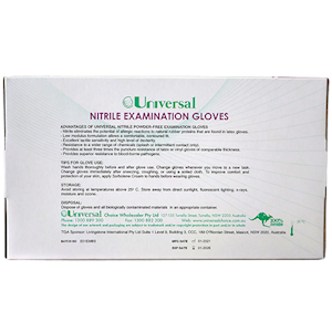 Universal Choice Nitrile Examination Gloves Small Size AS NZ Standard Powder Free 100/Box 1000/Carton - Blue x5